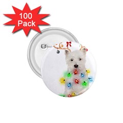 West Highland White Terrier Dog Snow T- Shirt West Highland White Terrier Dog Snow Reindeer Santa Ha 1 75  Buttons (100 Pack)  by ZUXUMI