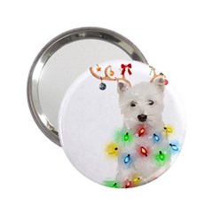 West Highland White Terrier Dog Snow T- Shirt West Highland White Terrier Dog Snow Reindeer Santa Ha 2 25  Handbag Mirrors by ZUXUMI