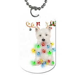 West Highland White Terrier Dog Snow T- Shirt West Highland White Terrier Dog Snow Reindeer Santa Ha Dog Tag (two Sides) by ZUXUMI