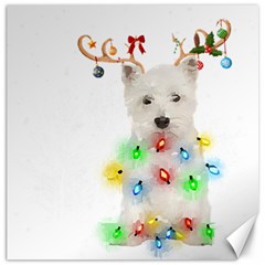 West Highland White Terrier Dog Snow T- Shirt West Highland White Terrier Dog Snow Reindeer Santa Ha Canvas 16  X 16  by ZUXUMI