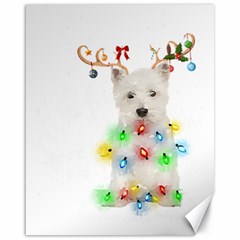 West Highland White Terrier Dog Snow T- Shirt West Highland White Terrier Dog Snow Reindeer Santa Ha Canvas 16  X 20  by ZUXUMI