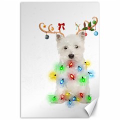 West Highland White Terrier Dog Snow T- Shirt West Highland White Terrier Dog Snow Reindeer Santa Ha Canvas 20  X 30  by ZUXUMI