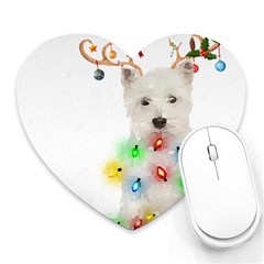 West Highland White Terrier Dog Snow T- Shirt West Highland White Terrier Dog Snow Reindeer Santa Ha Heart Mousepad by ZUXUMI