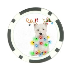 West Highland White Terrier Dog Snow T- Shirt West Highland White Terrier Dog Snow Reindeer Santa Ha Poker Chip Card Guard (10 Pack) by ZUXUMI