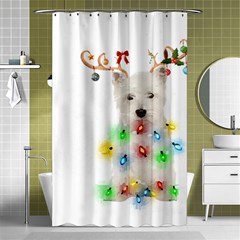 West Highland White Terrier Dog Snow T- Shirt West Highland White Terrier Dog Snow Reindeer Santa Ha Shower Curtain 48  X 72  (small)  by ZUXUMI