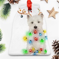 West Highland White Terrier Dog Snow T- Shirt West Highland White Terrier Dog Snow Reindeer Santa Ha Bell Ornament (two Sides) by ZUXUMI