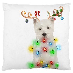 West Highland White Terrier Dog Snow T- Shirt West Highland White Terrier Dog Snow Reindeer Santa Ha Large Premium Plush Fleece Cushion Case (two Sides) by ZUXUMI