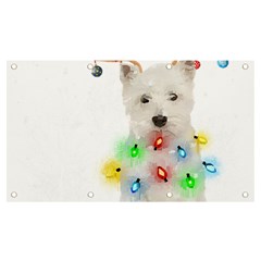 West Highland White Terrier Dog Snow T- Shirt West Highland White Terrier Dog Snow Reindeer Santa Ha Banner And Sign 7  X 4  by ZUXUMI