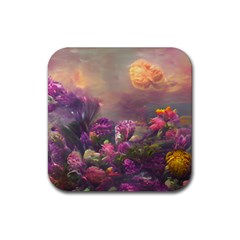 Floral Blossoms  Rubber Coaster (square) by Internationalstore