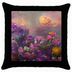 Floral Blossoms  Throw Pillow Case (black) by Internationalstore