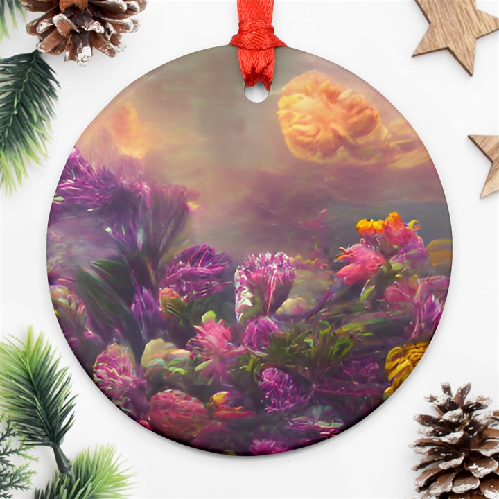 Floral Blossoms  Round Ornament (Two Sides)