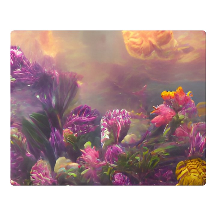 Floral Blossoms  Two Sides Premium Plush Fleece Blanket (Large)