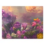 Floral Blossoms  Two Sides Premium Plush Fleece Blanket (Large) Blanket Back