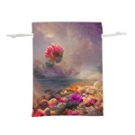 Floral Blossoms  Lightweight Drawstring Pouch (L) Front