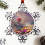 Floral Blossoms  Metal Large Snowflake Ornament Front