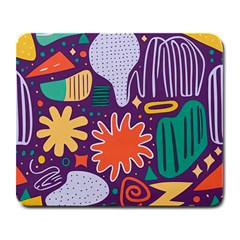 Colorful Shapes On A Purple Background Large Mousepad by LalyLauraFLM