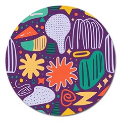 Colorful Shapes On A Purple Background Magnet 5  (round) by LalyLauraFLM