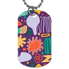 Colorful Shapes On A Purple Background Dog Tag (one Side) by LalyLauraFLM