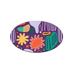 Colorful Shapes On A Purple Background Sticker Oval (10 Pack) by LalyLauraFLM