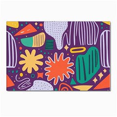 Colorful Shapes On A Purple Background Postcards 5  X 7  (pkg Of 10) by LalyLauraFLM