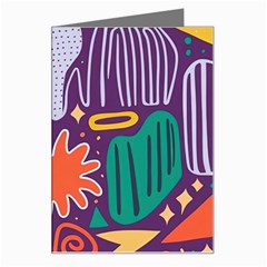 Colorful Shapes On A Purple Background Greeting Card by LalyLauraFLM