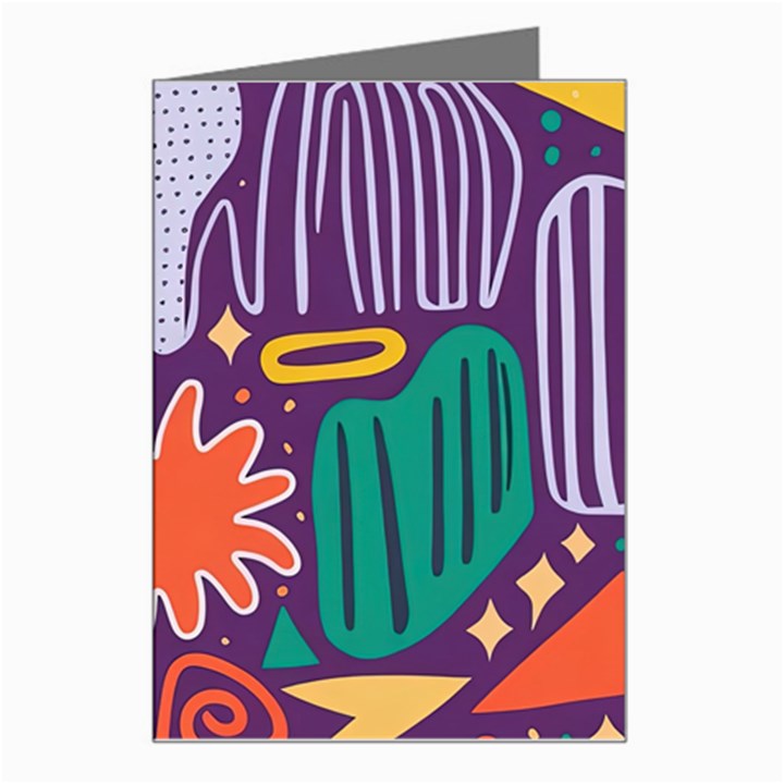 Colorful Shapes On A Purple Background Greeting Card