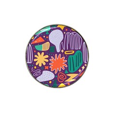 Colorful Shapes On A Purple Background Hat Clip Ball Marker (4 Pack) by LalyLauraFLM