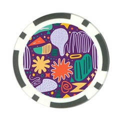 Colorful Shapes On A Purple Background Poker Chip Card Guard by LalyLauraFLM