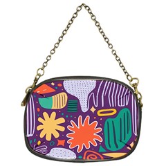 Colorful Shapes On A Purple Background Chain Purse (one Side) by LalyLauraFLM