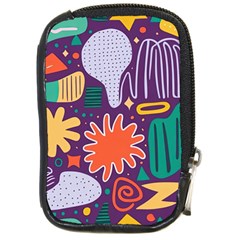 Colorful Shapes On A Purple Background Compact Camera Leather Case by LalyLauraFLM