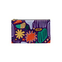 Colorful Shapes On A Purple Background Cosmetic Bag (small) by LalyLauraFLM