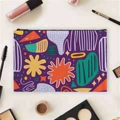 Colorful Shapes On A Purple Background Cosmetic Bag (large) by LalyLauraFLM