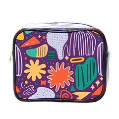 Colorful Shapes On A Purple Background Mini Toiletries Bag (one Side) by LalyLauraFLM