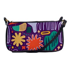 Colorful Shapes On A Purple Background Shoulder Clutch Bag by LalyLauraFLM