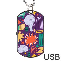 Colorful Shapes On A Purple Background Dog Tag Usb Flash (one Side) by LalyLauraFLM