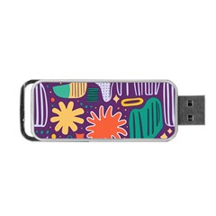 Colorful Shapes On A Purple Background Portable Usb Flash (one Side) by LalyLauraFLM