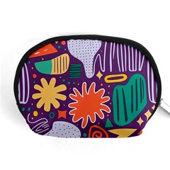 Colorful Shapes On A Purple Background Accessory Pouch (medium) by LalyLauraFLM