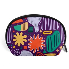 Colorful Shapes On A Purple Background Accessory Pouch (large) by LalyLauraFLM