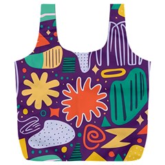 Colorful Shapes On A Purple Background Full Print Recycle Bag (xxl) by LalyLauraFLM