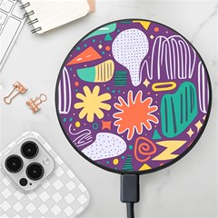 Colorful Shapes On A Purple Background Wireless Fast Charger(black) by LalyLauraFLM