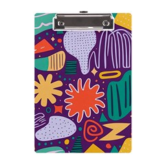 Colorful Shapes On A Purple Background A5 Acrylic Clipboard by LalyLauraFLM