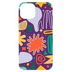 Colorful Shapes On A Purple Background Iphone 14 Black Uv Print Case by LalyLauraFLM