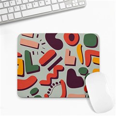 Shapes In Retro Colors On A Green Background Small Mousepad by LalyLauraFLM