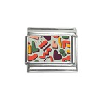 Shapes In Retro Colors On A Green Background Italian Charm (9mm) Front