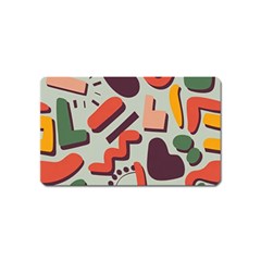 Shapes In Retro Colors On A Green Background Magnet (name Card) by LalyLauraFLM