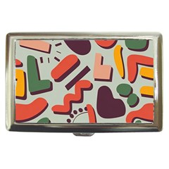 Shapes In Retro Colors On A Green Background Cigarette Money Case by LalyLauraFLM