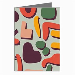 Shapes In Retro Colors On A Green Background Greeting Card by LalyLauraFLM