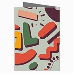 Shapes In Retro Colors On A Green Background Greeting Card Right