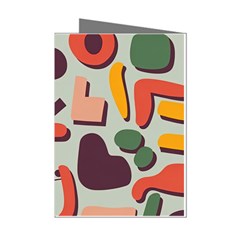 Shapes In Retro Colors On A Green Background Mini Greeting Cards (pkg Of 8) by LalyLauraFLM