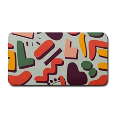 Shapes In Retro Colors On A Green Background Medium Bar Mat by LalyLauraFLM